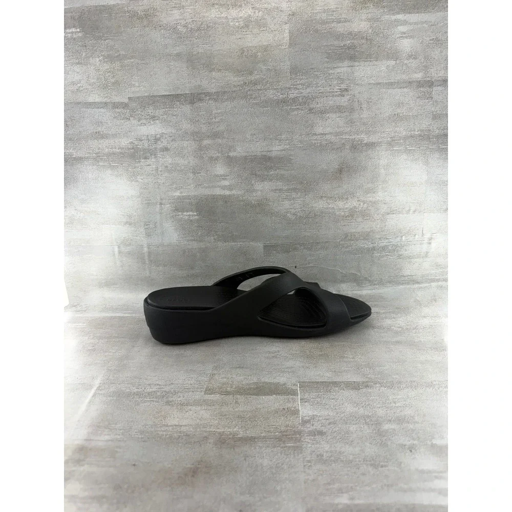 Crocs Meleen Twist Black Strappy Wedge Slide Sandals Women Sz 9 204010